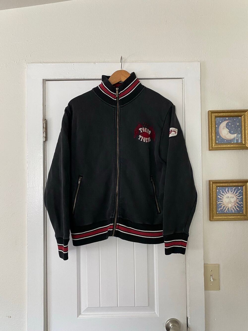 Tokyo Tigers Five Stars Japan Varsity Zip Jacket Black Size S Unisex